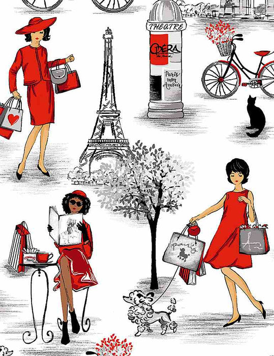 New! - Bonjour - Textured Paris Motifs - Per Yard - by Timeless Treasures - Parisian, France, Eiffel Tower, Sketches - Grey - PARIS-C8686 - RebsFabStash