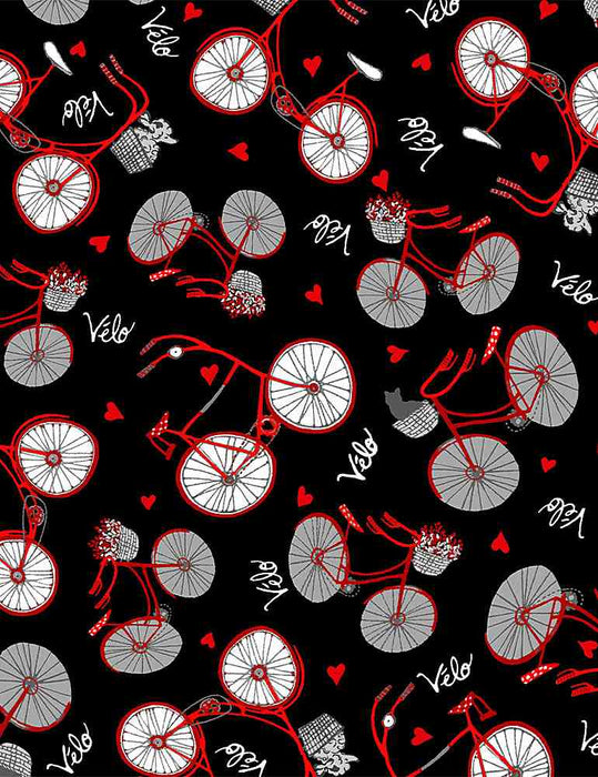 New! - Bonjour - Tiny Dots - Per Yard - by Timeless Treasures - Paris, France, Polka Dots, Blender - Red dots on Black - Paris - DOT-C8698 - RebsFabStash