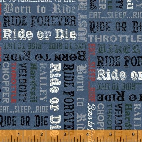 New! Born to Ride - per yard - By Rosemarie Lavin for Windham Fabrics - 52240-5 - Retro Moterbikes on Red - RebsFabStash