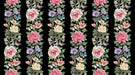 Botanica - Floral - Black Multi - per yard - by Michel Design Works for Northcott - Butterfly and Flower Stripes on Black - RebsFabStash