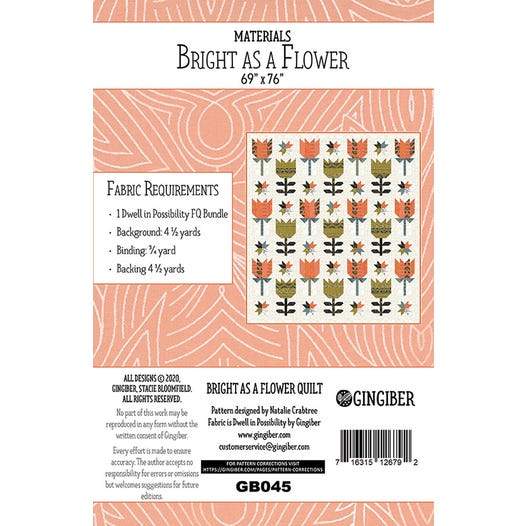 New! Bright as a Flower - Quilt PATTERN - designed by Natalie Crabtree for Gingiber - Features Dwell In Possibility fabric collection - RebsFabStash
