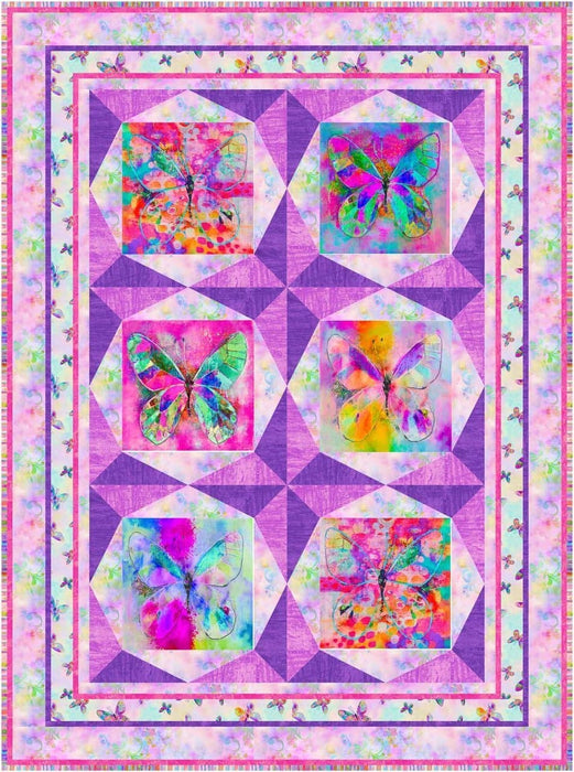 NEW! Butterfly Dreams Quilt Kit - digital print - by Robin Mead for P&B Textiles - Blue or Purple Option! - RebsFabStash