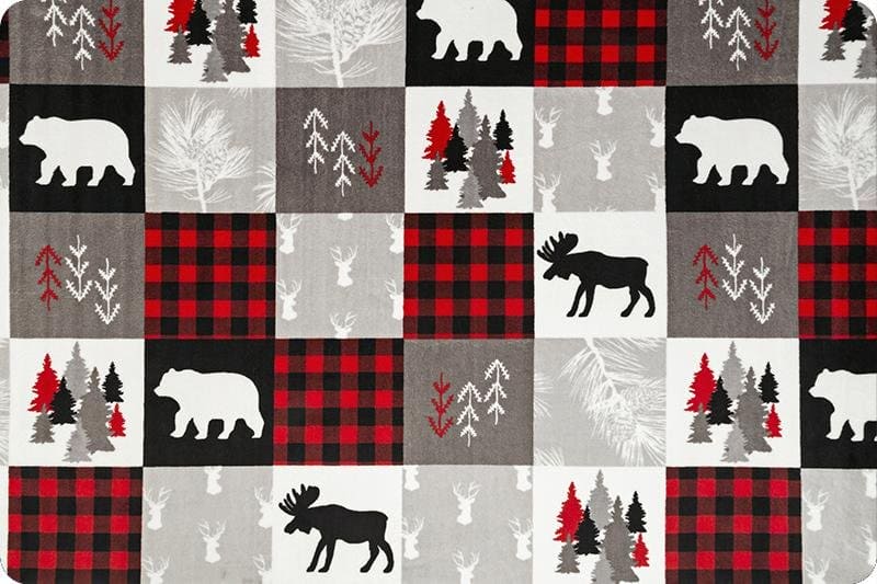 NEW! Cabin Quilt - Cuddle Fabric - per yard - by QT Fabrics - Digital Print - Blocks, Outdoors - CABINQUILT - Scarlet - DR280330 - RebsFabStash