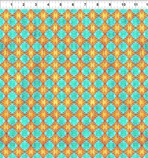 Calypso II - Blooms TEAL Yardage by Jason Yenter - In The Beginning - Geometric, Blender, Ocean, Fish Fabrics