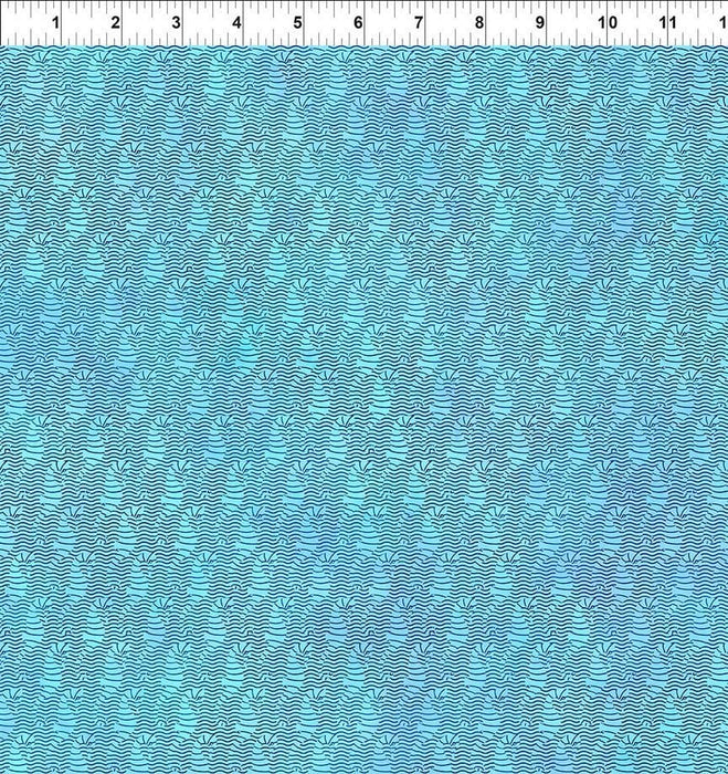 Calypso II Border Print TEAL Yardage by Jason Yenter - In The Beginning - Ocean, Fish Fabrics