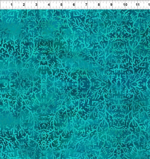 Calypso II Coral TEAL Yardage by Jason Yenter - In The Beginning - Tonal, Blender, Ocean, Fish  Fabrics