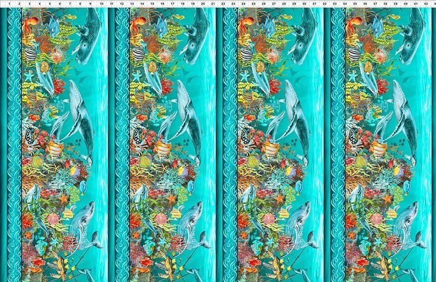 Calypso II - Jellyfish TEAL Yardage by Jason Yenter - In The Beginning - Tonal, Blender, Ocean, Fish Fabrics