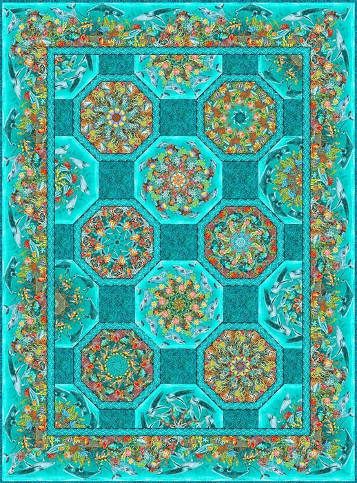 Calypso II BLUE Kaleidoscope Quilt PATTERN - Jason Yenter - In The Beginning - Ocean, Fish, Sealife Fabrics