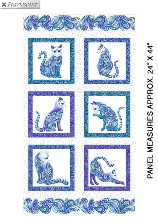 NEW! Cat-I-Tude Singing the Blues - per panel - by Ann Lauer of Grizzly Gulch Gallery - Benartex - Panel - White/Multi - RebsFabStash