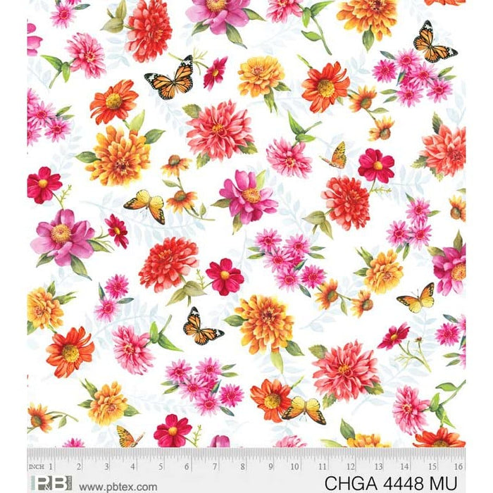New! Chinoiserie Garden - Garden Jars - Per Yard - by Sandy Lynam Clough for P&B Textiles - Floral, Garden, Vases - CHGA 04451-DB - RebsFabStash