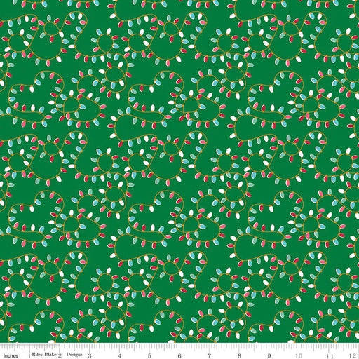 NEW! Christmas Adventure - Green Lights - per yard -by Beverly McCullough for Riley Blake Designs- Christmas, Campers - SC10733-GREEN - RebsFabStash