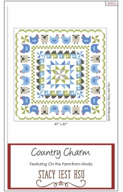 NEW! Country Charm - Quilt Pattern - uses On the Farm by Stacy Iest Hsu for Moda - 87" x 87" - RebsFabStash