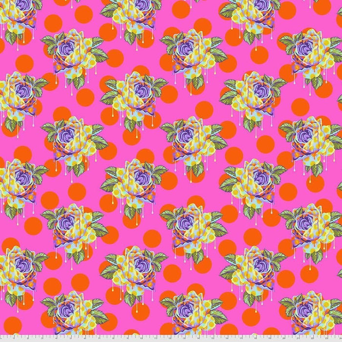NEW! - Curiouser & Curiouser - Painted Roses Sugar - Per Yard - by Tula Pink for Free Spirit Fabrics - Vibrant, Lime - PWTP161.SUGAR - RebsFabStash