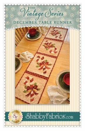 New! December Table Runner- Pattern - by Shabby Fabrics - 12 1/2" x 53" - The Vintage Series - RebsFabStash