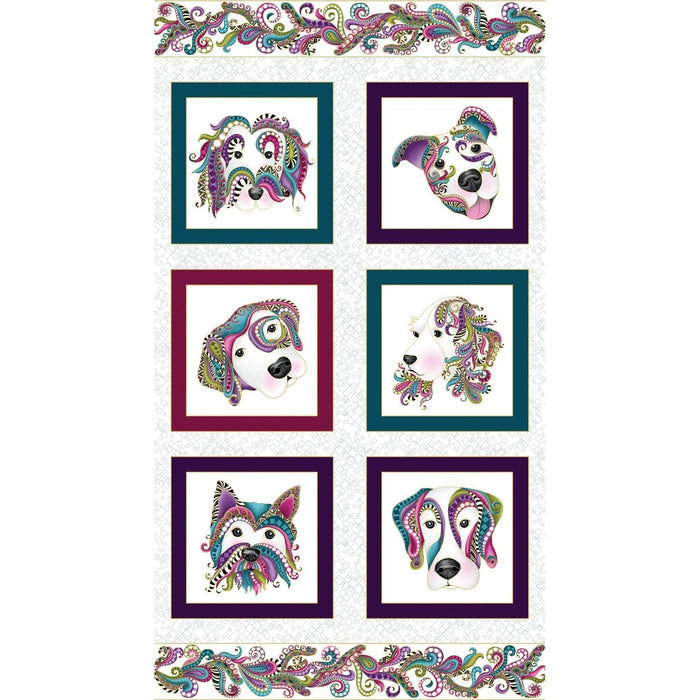 NEW! Dog On It - Ann Lauer - Grizzly Gulch - per yard -Benartex- Hot Diggity Multi on White- Large dogs on white - 6254M-09 - RebsFabStash