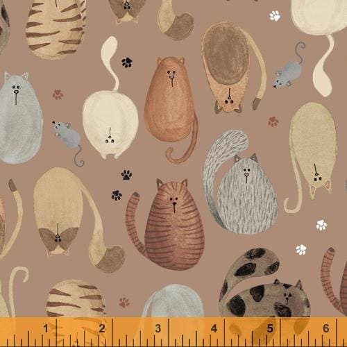 New! Fat Cat - per yard - by Whistler Studio for Windham Fabrics - Paw Prints - 52272-3 Teal - RebsFabStash