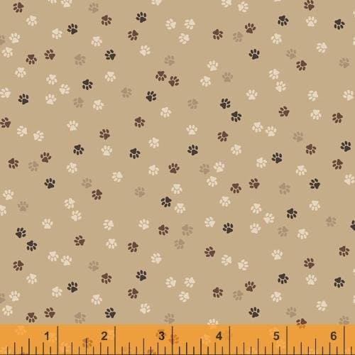 BTY Timeless Treasures White Paws Paw Prints Black Cotton Fabric By The Yard