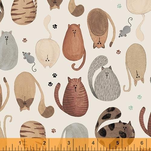 New! Fat Cat - per yard - by Whistler Studio for Windham Fabrics - Stripes - 52273-3 Teal - RebsFabStash