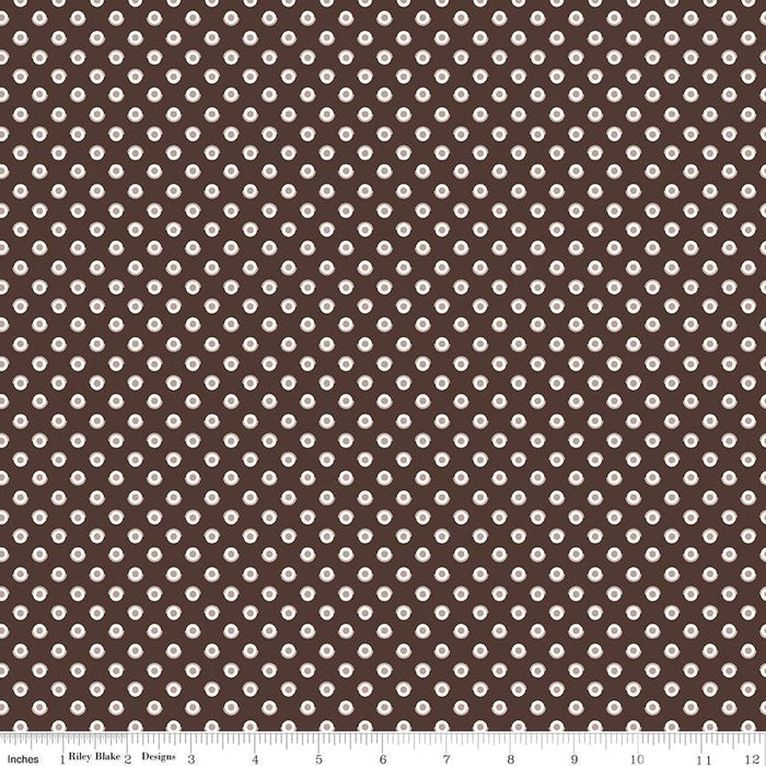 Lori Holt Flea Market Collection Brown Dotten Pattern Fabric At RebsFabStash