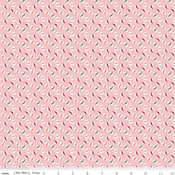 Lori Holt Flea Market Collection Pink Leaf Pattern Fabric At RebsFabStash