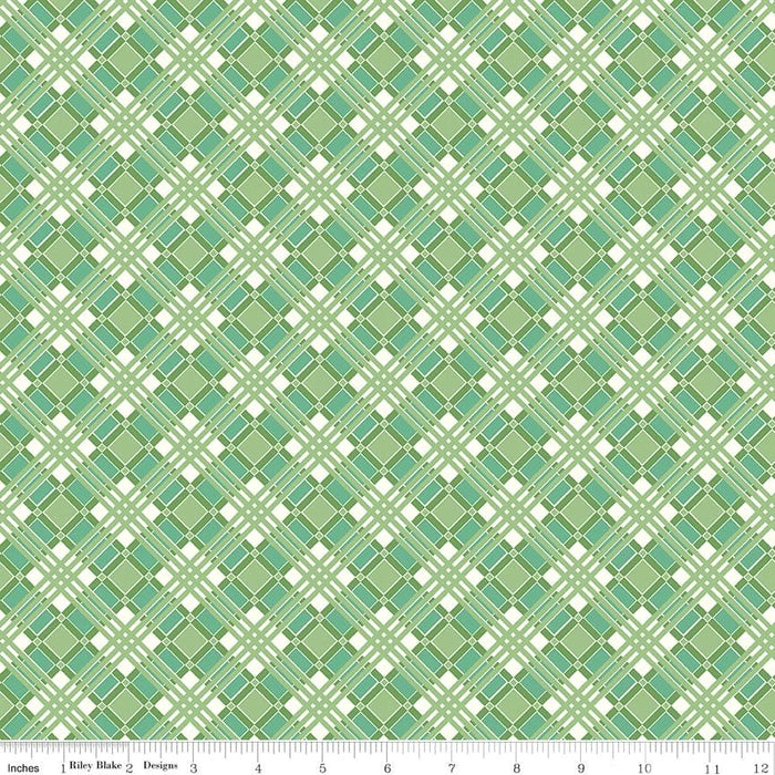 Lori Holt Flea Market Collection Green Layered Pattern Fabric At RebsFabStash