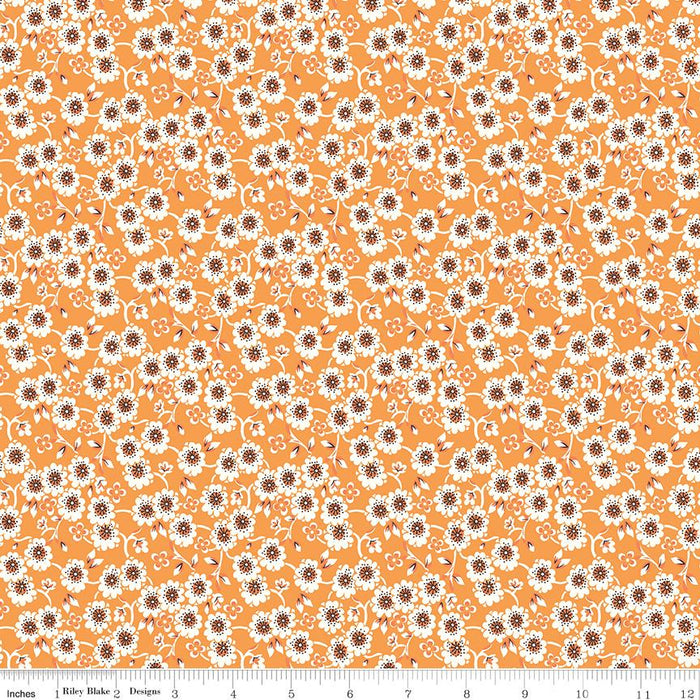 Lori Holt Flea Market Collection Orange Floral Pattern Fabric At RebsFabStash