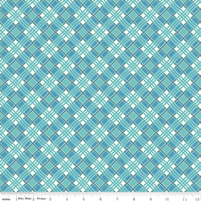 Lori Holt Flea Market Collection Blue Layered Pattern Fabric At RebsFabStash