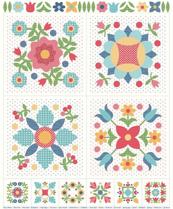 Lori Holt Flea Market Collection Colorful Floral Pattern Fabric At RebsFabStash