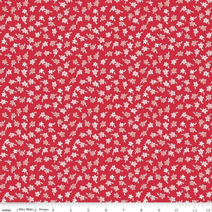 Flea Market by Lori Holt Fabrics Red Flower Pillow Panel at RebsFabStash