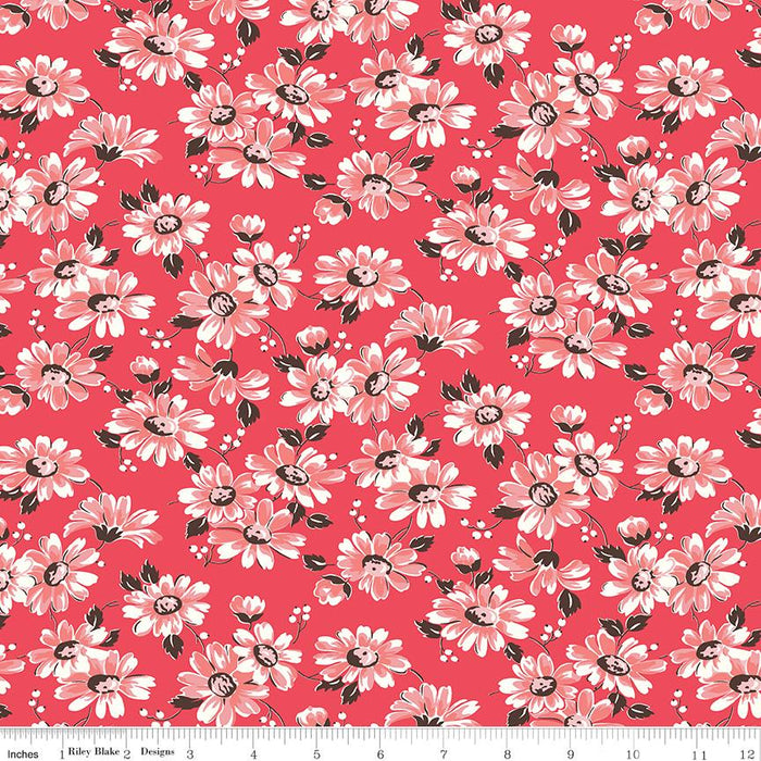 Flea Market by Lori Holt Fabrics Pink Floral Quilting Fabric at RebsFabStash