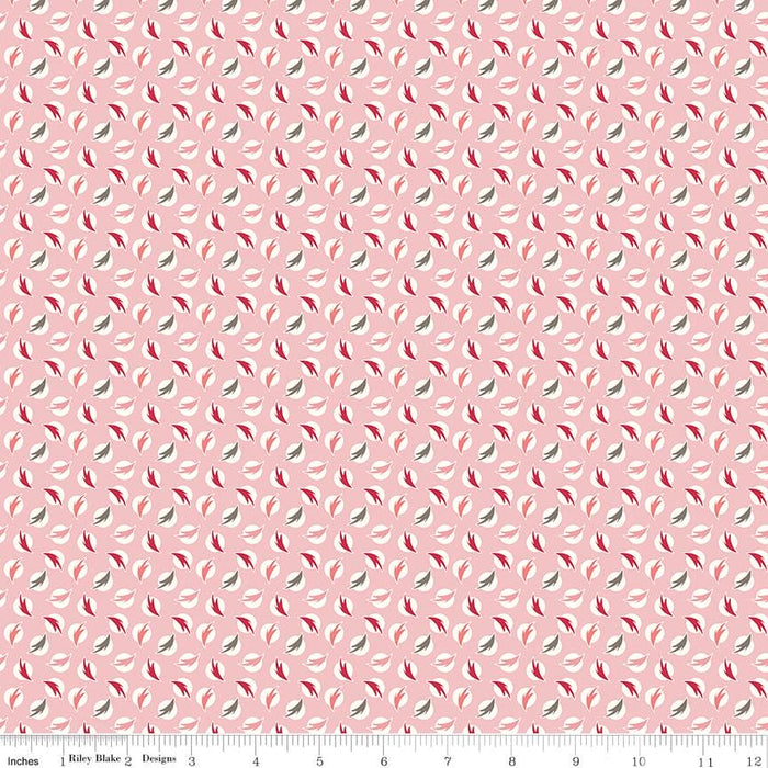 Flea Market by Lori Holt Fabrics Pink Leaf Pillow Panel at RebsFabStash