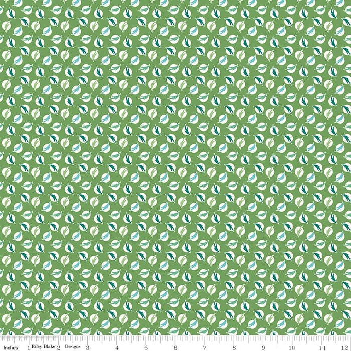 Lori Holt Flea Market Green Leaf Print Quilting Fabric Collection At RebsFabStash