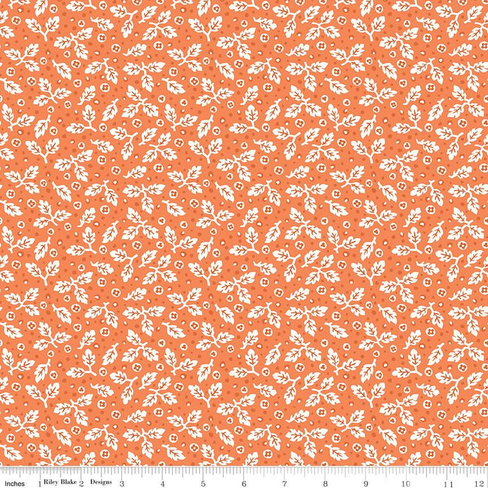 Lori Holt Flea Market Quilting Fabric Collection Orange Leaf Print At RebsFabStash