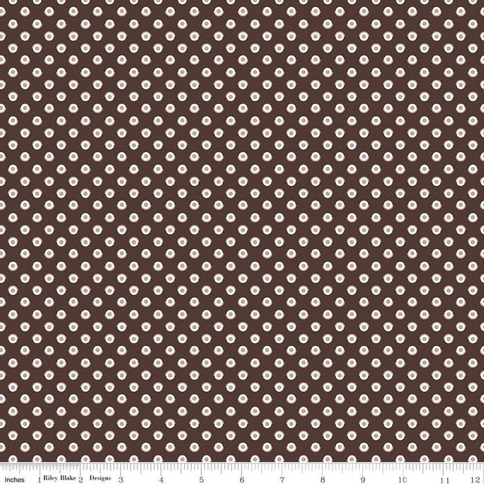 Lori Holt Flea Market Quilting Fabric Collection Brown Dotted Print At RebsFabStash