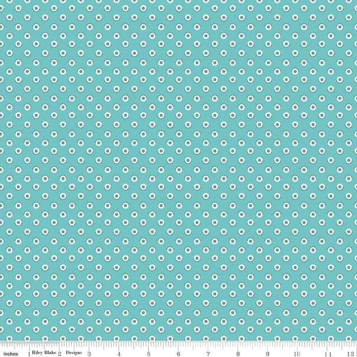 Lori Holt Flea Market Quilting Fabric Collection Blue Dotted Print At RebsFabStash