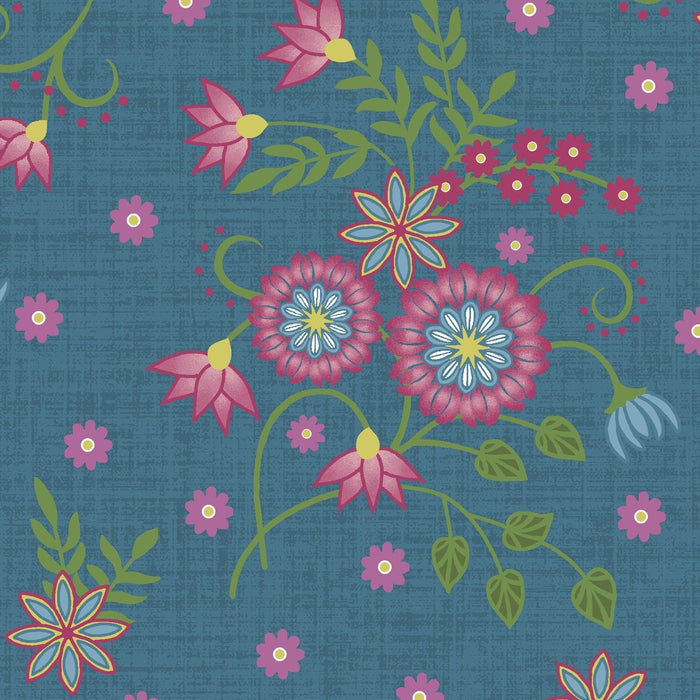 New! Flower & Vine - Stripe - Per Yard - by Monique Jacobs for Maywood Studio - Floral, Stripes - MAS9885-P - RebsFabStash