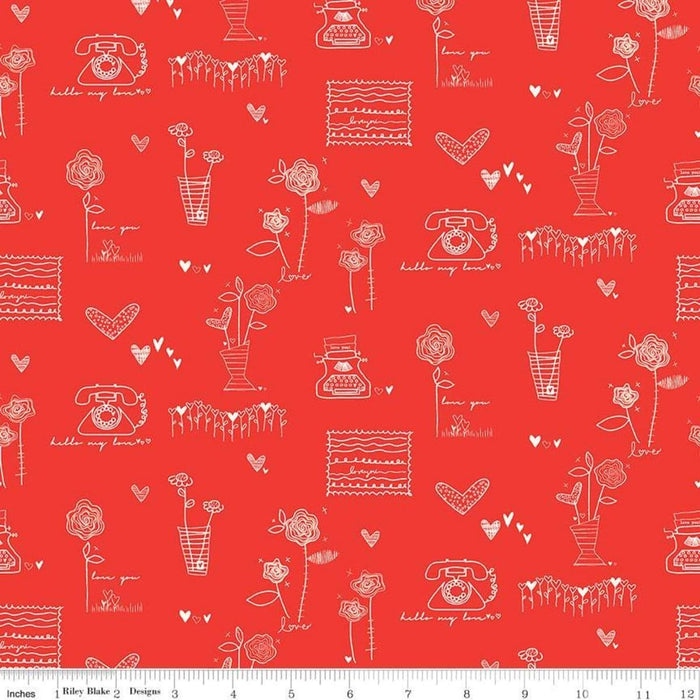 NEW! From the Heart - by the yard - by Sandy Gervais for Riley Blake Designs - Main - C10050-RED - RebsFabStash