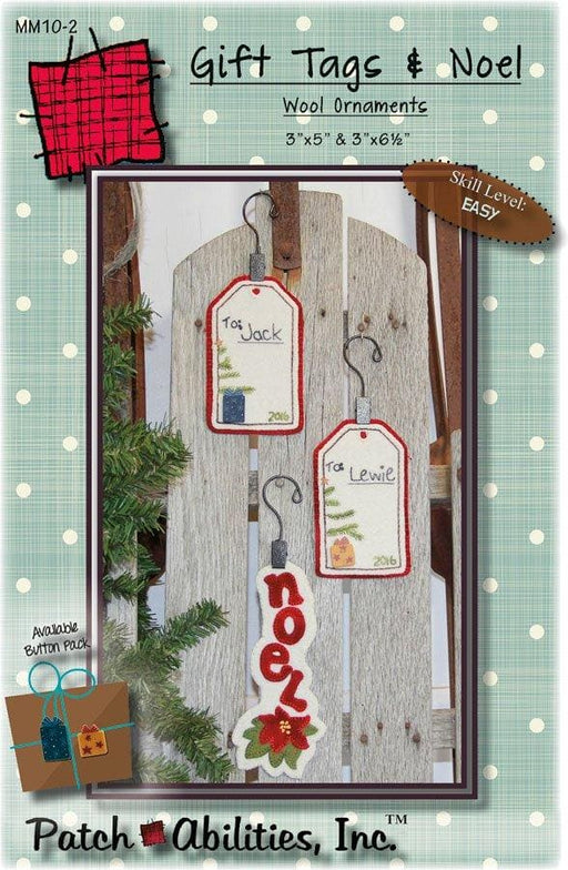 NEW! Gift Tags & Noel Wool Ornaments Pattern by Patch Abilities, Inc. Easy Pattern - M10-2B - RebsFabStash