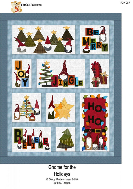 NEW! - Gnome for the Holidays - Quilt PATTERN - by Sindy Rodenmayer of Fat Cat Patterns - Applique - Fat Quarter Friendly - FCP-057 - RebsFabStash