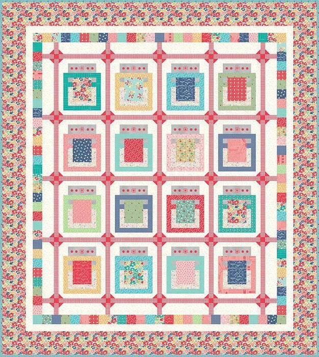 New! Happy Flowers Table Runner Kit - Uses Lori Holt Vintage Happy 2 Fabric Collection - From Quilters Cottage Pattern Book - Riley Blake - RebsFabStash