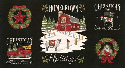 NEW! Homegrown Holidays Panel - per PANEL - by Deb Strain for MODA - 24" Farm Panel Farm Black - 19940 14 - RebsFabStash