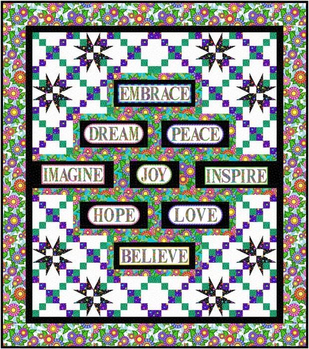 New! Inspiration Quilt Kit - Uses Alpha Doodle fabrics by Debi Payne for Quilting Treasures - Pattern by Pat Syta & Mimi Hollenbaugh - RebsFabStash