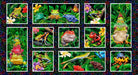 NEW! Jewels of the Jungle - Continuous Yardage Block Panel - Per PANEL - by Lori Anzalone for Studio e - Digital Print, Frogs - 24" x 42" panel - Black - 5566-99 - RebsFabStash