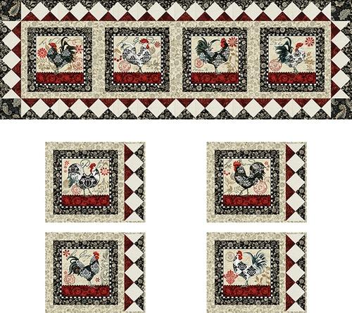 New! Le Poulet Table Set Kit - by Jennifer Brinely - Studio E - Table Runner + Placemats - RebsFabStash