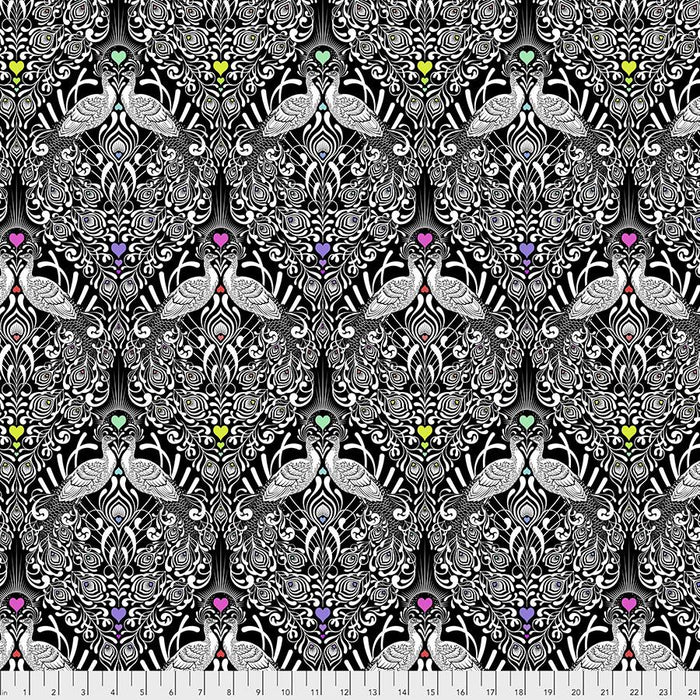 Birds on Black and White Background Linework Fairy Flakes by Tula Pink for Free Spirit Fabrics At RebsFabStash