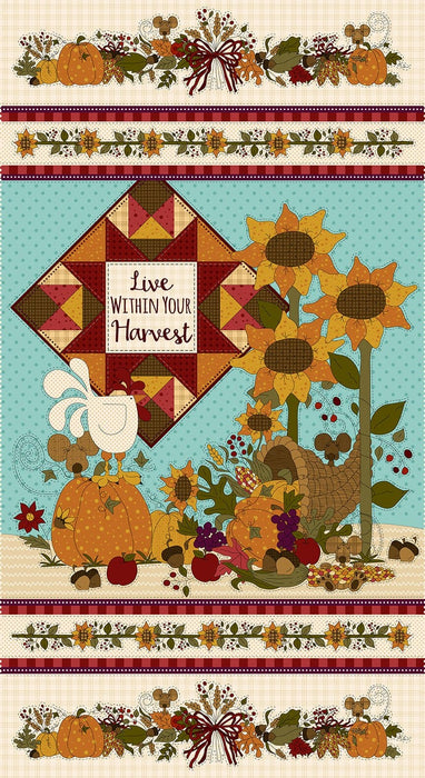 New! Live Within Your Harvest Border Print - by the yard - Henry Glass by Leanne Anderson and Kaytlyn Kuebler - Whole Country Caboodle - Cream - RebsFabStash