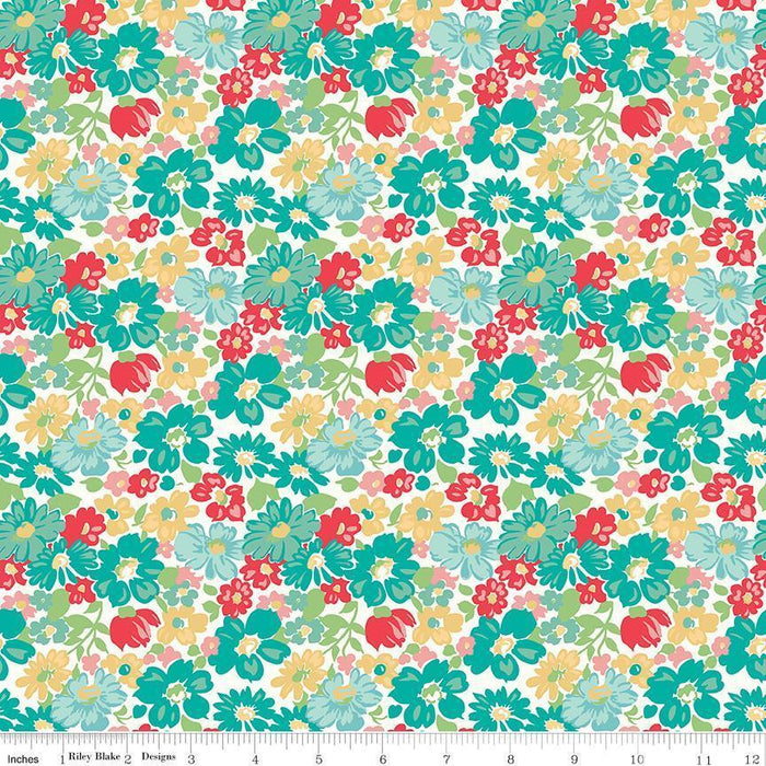 NEW! Lori Holt Vintage Happy 2 Fabric Collection - Per Yard - Vintage Happy 2 fabrics - Riley Blake - Boxers Blue C9134 - BLUE - RebsFabStash