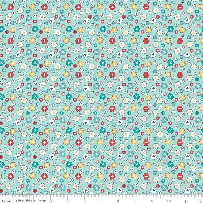 NEW! Lori Holt Vintage Happy 2 Fabric Collection - Per Yard - Vintage Happy 2 fabrics - Riley Blake - Boxers Blue C9134 - BLUE - RebsFabStash
