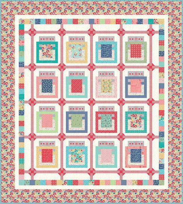NEW! Lori Holt Vintage Happy 2 Fabric Collection - Per Yard - Vintage Happy 2 fabrics - Riley Blake - Clothespins Cayenne - C9143 Cayenne (red) - RebsFabStash