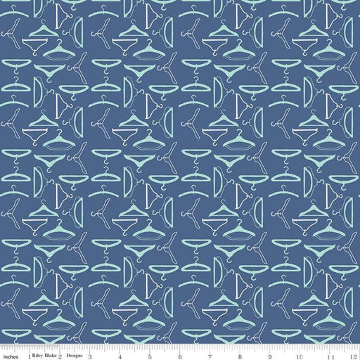 NEW! Lori Holt Vintage Happy 2 Fabric Collection - Per Yard - Vintage Happy 2 fabrics - Riley Blake - Hangers DENIM - C9142 denim (Navy) - RebsFabStash